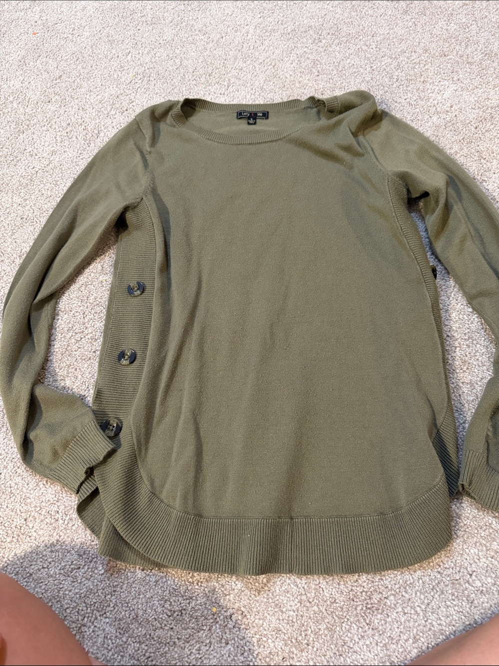 Olive Green Women's Button-Side Sweater